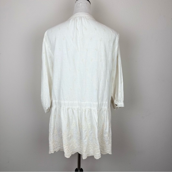 ZARA Women’s Embroidered Mini Dress Tunic Cream Boho Drop Waist Lace S - Picture 5 of 10